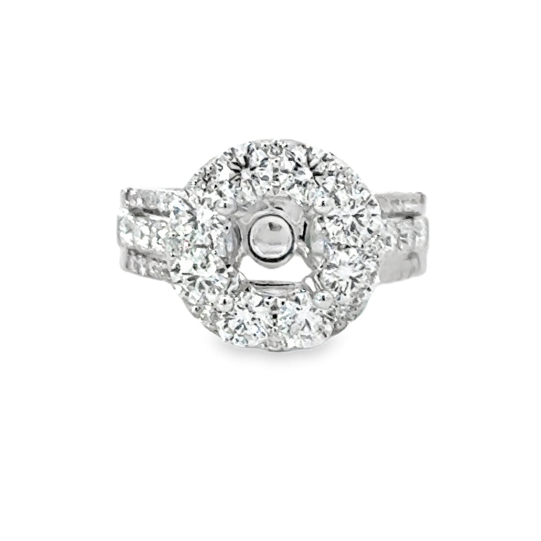 18kt White Gold Halo Natural Diamonds Semi-Mount Ring (1.95ct)