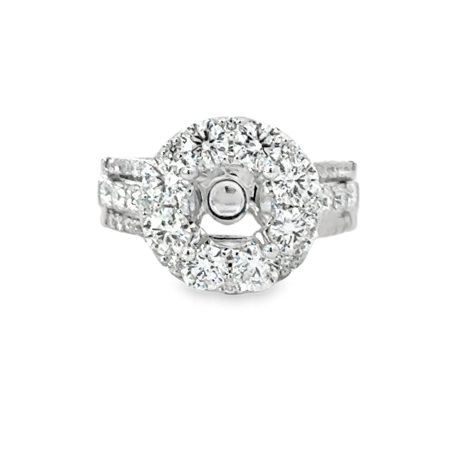 18kt White Gold Halo Natural Diamonds Semi-Mount Ring (1.95ct)