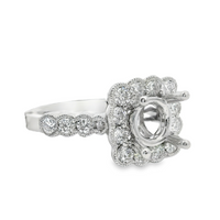 18kt White Gold Full-Cut Diamond Halo Semi-Mount Ring (.89ct)