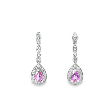 18kt White Gold Natural Diamond and Pink Sapphire Earrings (1.52ct)