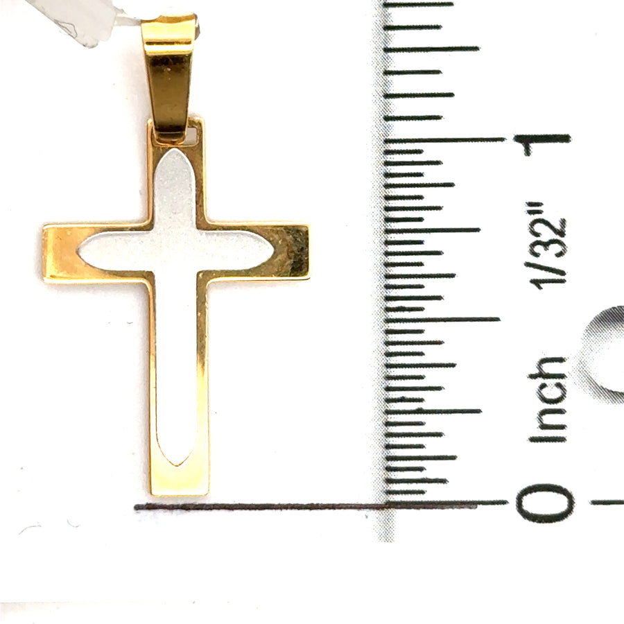 18kt Two-Tone Gold Italian Made Cross Pendant (2.96g)