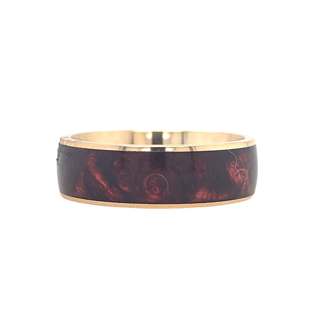 Goldman 14K Yellow Gold and Red Ceram8 Inlay 7mm Ring