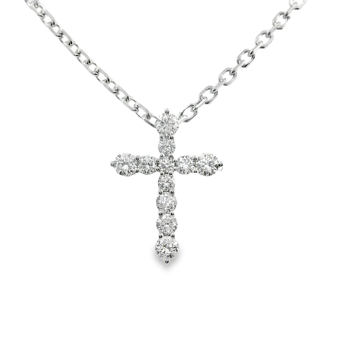 18kt White Gold Natural Round Diamond Cross Pendant (.33ct)