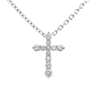 18kt White Gold Natural Round Diamond Cross Pendant (.33ct)