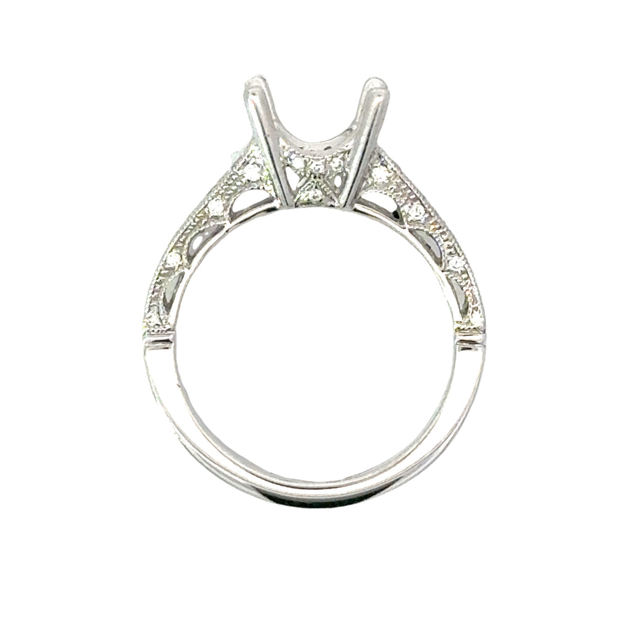 Platinum White Gold Channel Natural Diamonds Semi-Mount Ring (0.52ct)