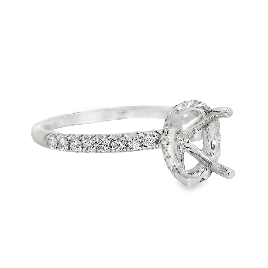 18kt White Gold Full-Cut Diamond Hidden Halo Semi-Mount Ring (.26ct)
