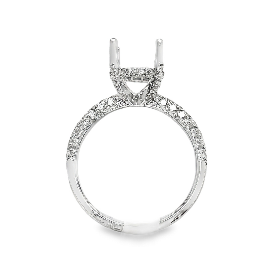 18kt White Gold Natural Diamond Hidden Halo Semi-Mount Ring (.71ct)