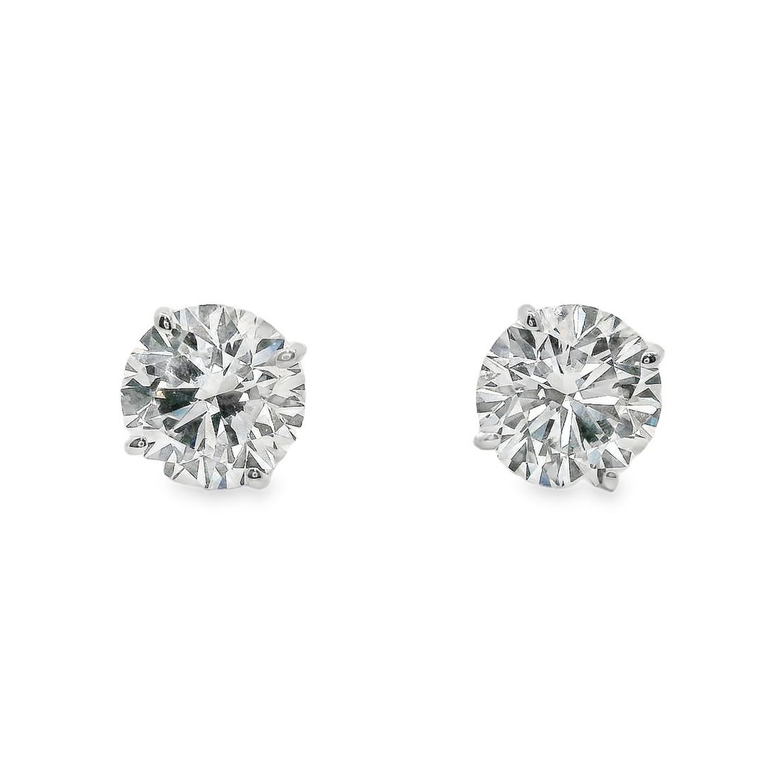 14kt White Gold Lab-Grown Round Diamond Stud Earrings (2.56ct)