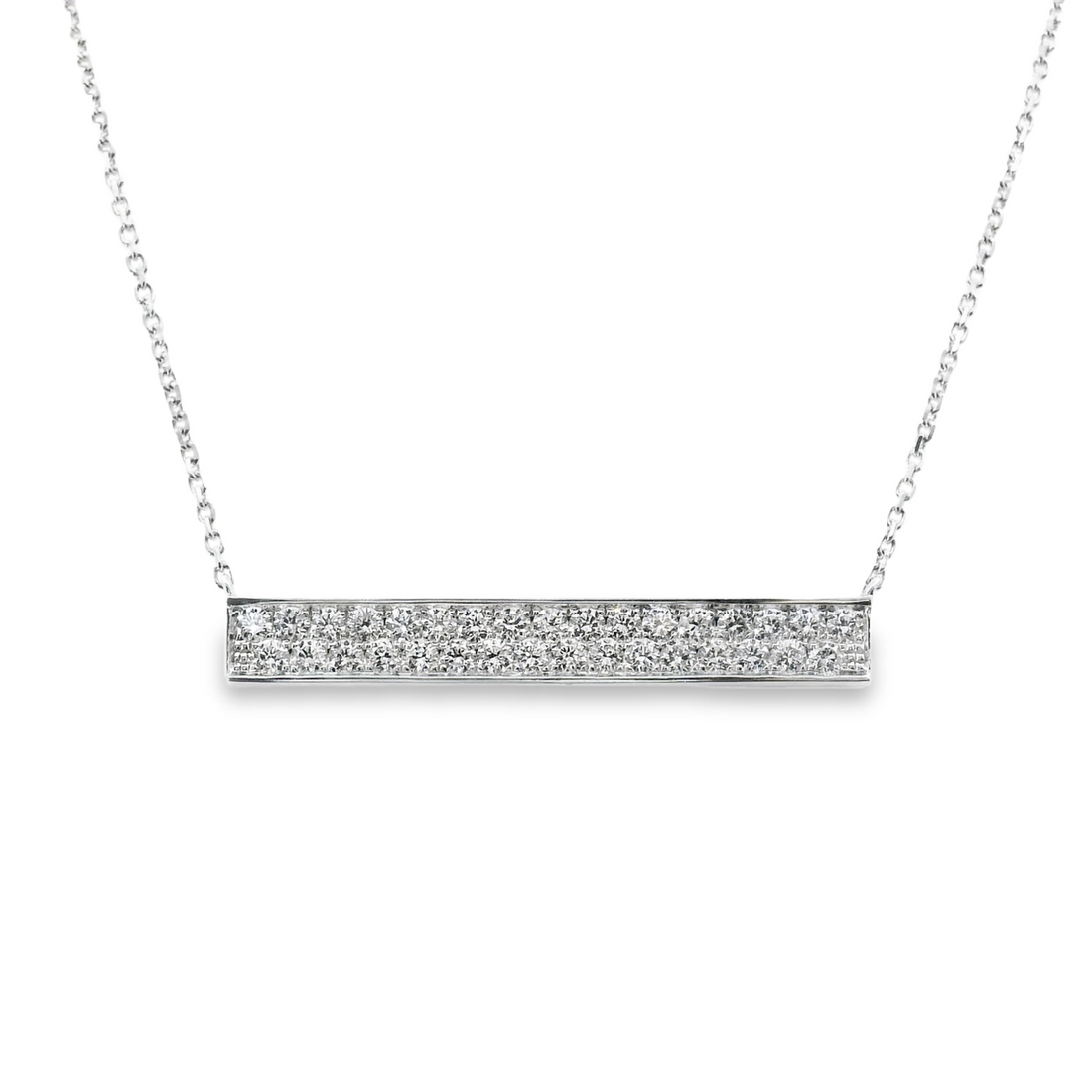 18kt White Gold Natural Diamond Bar Pendant (0.83ct)