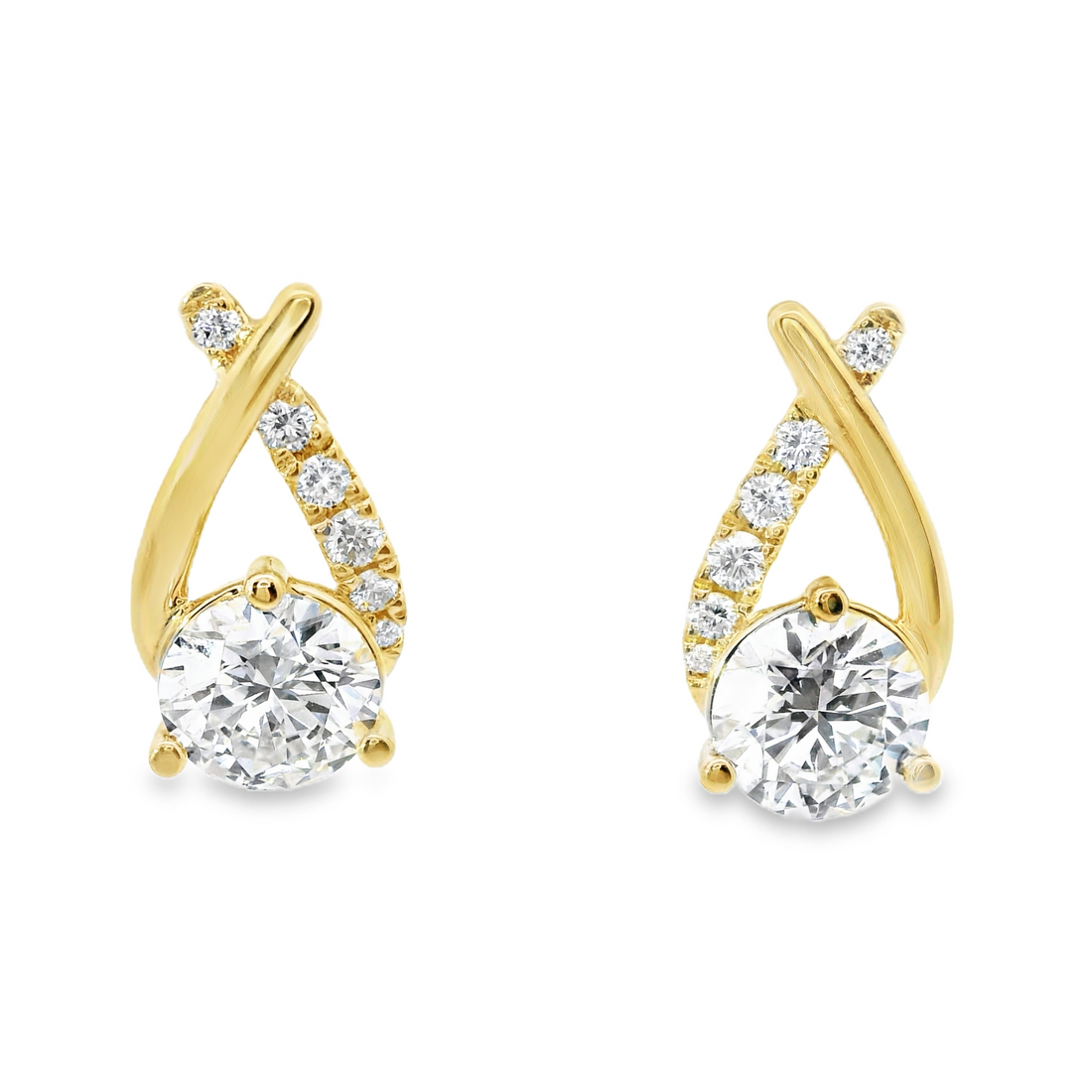 18kt Yellow Gold Round Brilliant Diamond Drop Earrings (1.13ct)