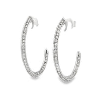 18kt White Gold Natural Diamonds Medium Hoop Earrings (1.42ct)