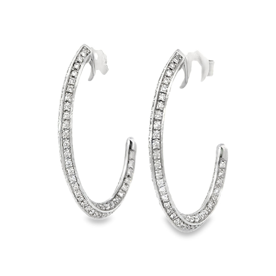 18kt White Gold Natural Diamonds Medium Hoop Earrings (1.42ct)