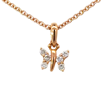 18kt Rosé Gold Natural Diamond Butterfly Pendant (0.18ct)