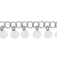 Sterling Silver Round Link Hanging Circle 10" Anklet