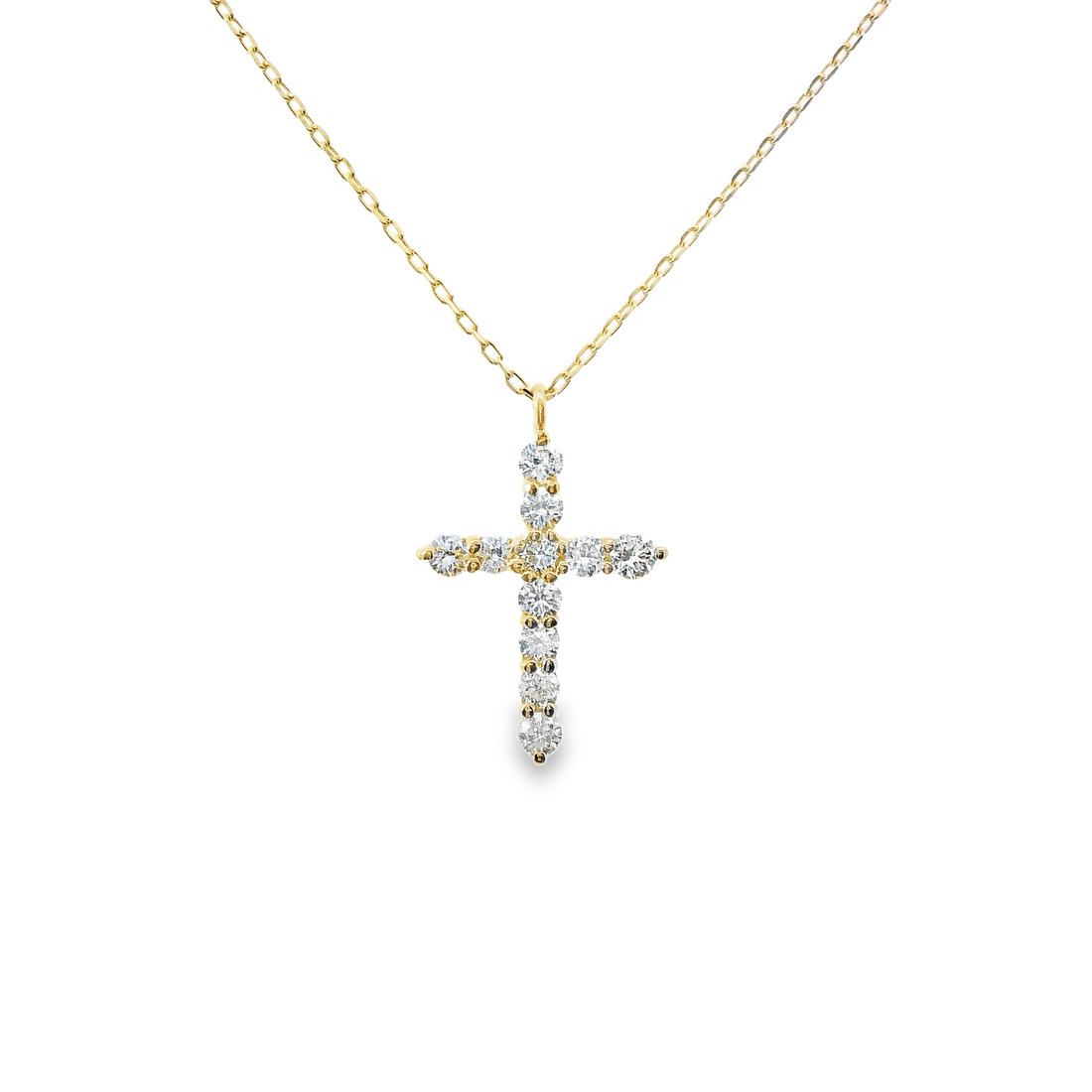 18kt Yellow Gold Natural Diamond Cross Pendant (0.23ct)