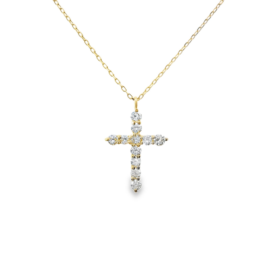 18kt Yellow Gold Natural Diamond Cross Pendant (0.23ct)