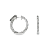 14kt White Gold Lab-Grown Round Diamond Small Hoop Earrings (1.27ct)