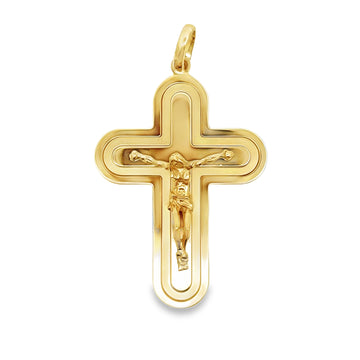 18kt Yellow Gold 52mm Italian Made Cross Pendant (11.52g)