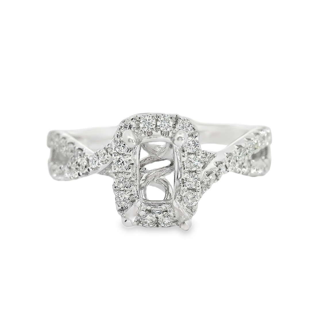 18kt White Gold Full-Cut Diamond Halo Semi-Mount Ring (.38ct)