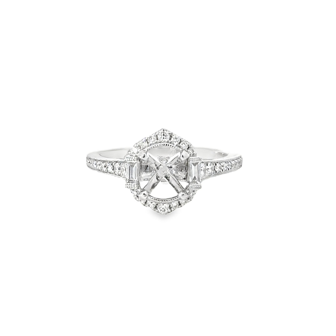 18kt White Gold Halo Natural Diamonds Semi-Mount Ring (0.34ct)