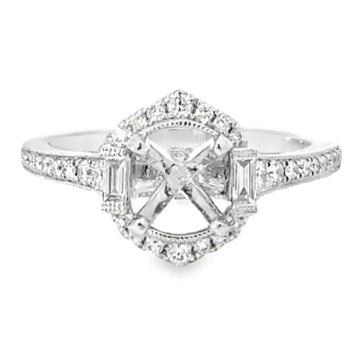 18kt White Gold Halo Natural Diamonds Semi-Mount Ring (0.34ct)