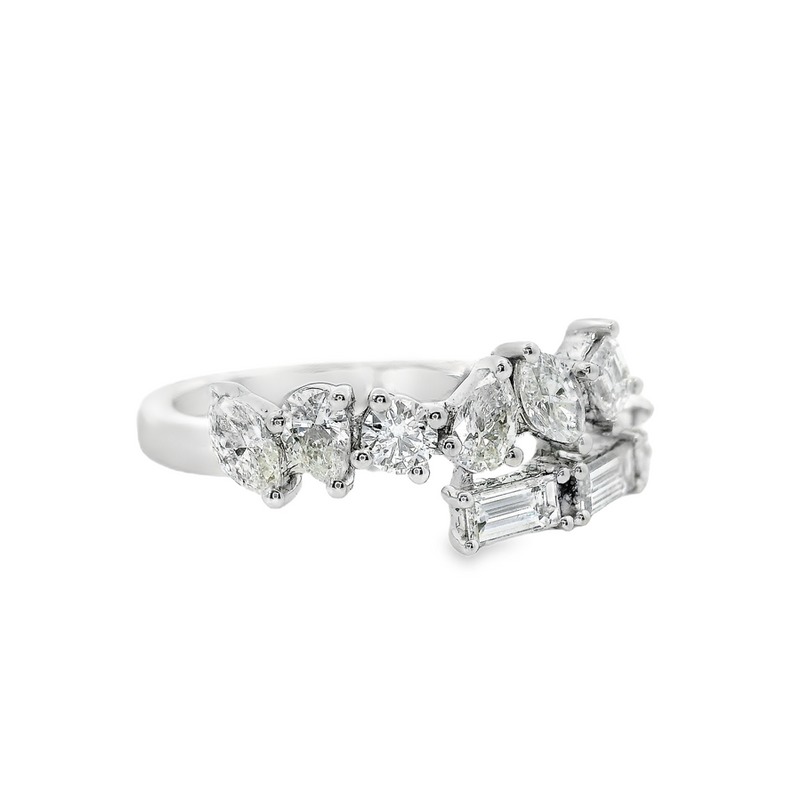 18kt White Gold Natural Mixed Shape Diamonds Ring (1.0ct)