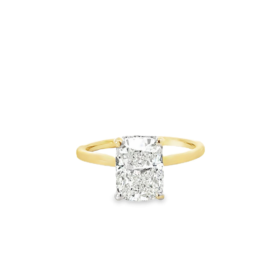 18kt Tu-Tone Gold Lab-Grown Cushion Diamond Engagement Ring (2.68ct)