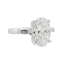 18kt White Gold Lab-Grown Oval & Natural Baguette Diamonds Engagement Ring (3.53ct)