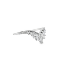 Platinum Natural Marquise, Baguette and Round Diamond Wedding Ring (.38ct)