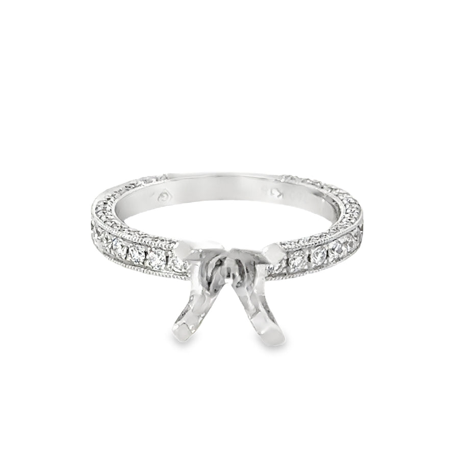 18kt White Gold Prong Set Natural Diamonds Semi-Mount Ring (0.61ct)