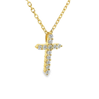 18kt Yellow Gold Natural Round Diamond Cross Pendant (.47ct)