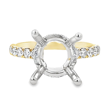 18kt Tu-Tone Gold Hidden Halo Natural Diamonds Semi-Mount Ring (0.75ct)