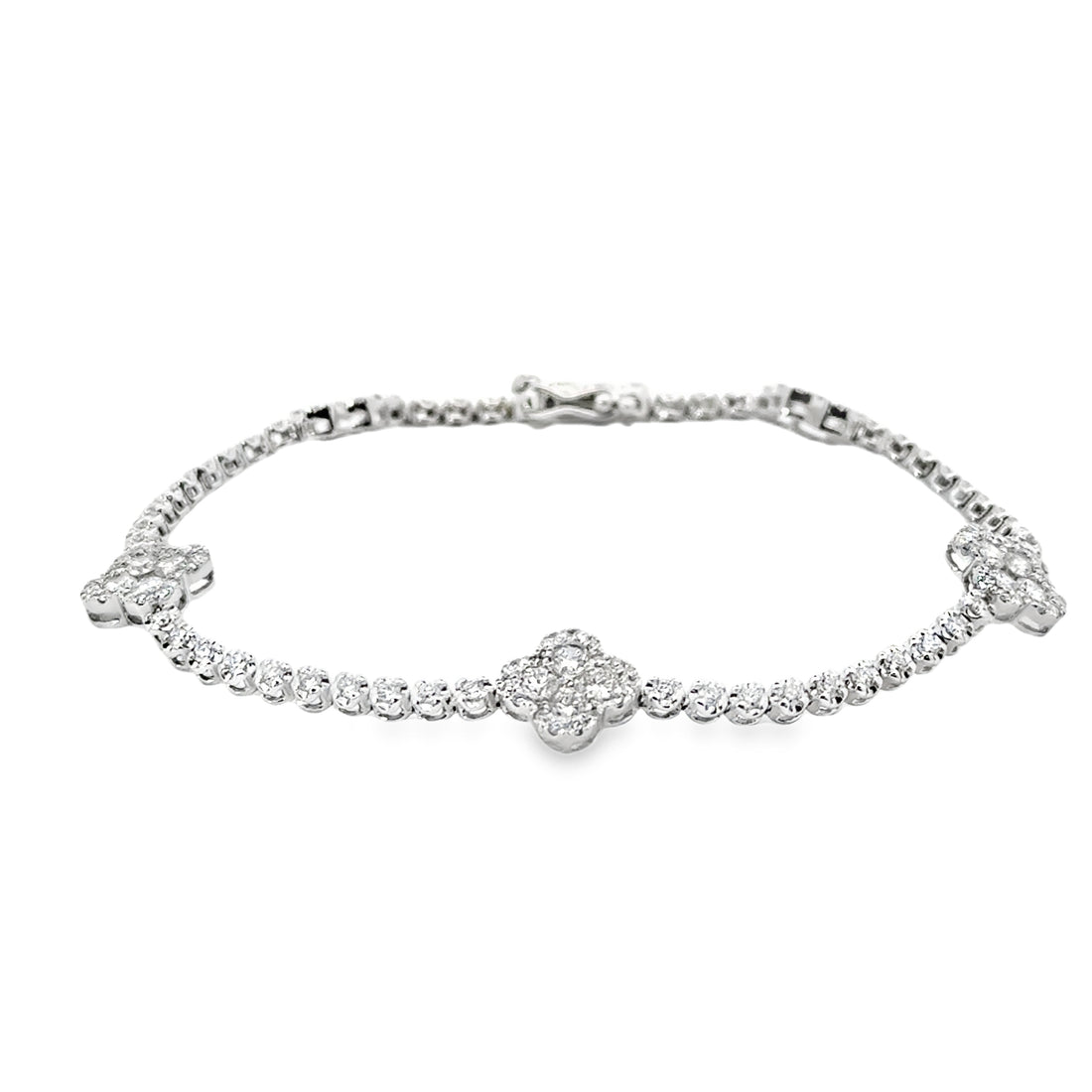 18K White Gold 7.5" Natural Diamond Tennis Bracelet (2.57ct)