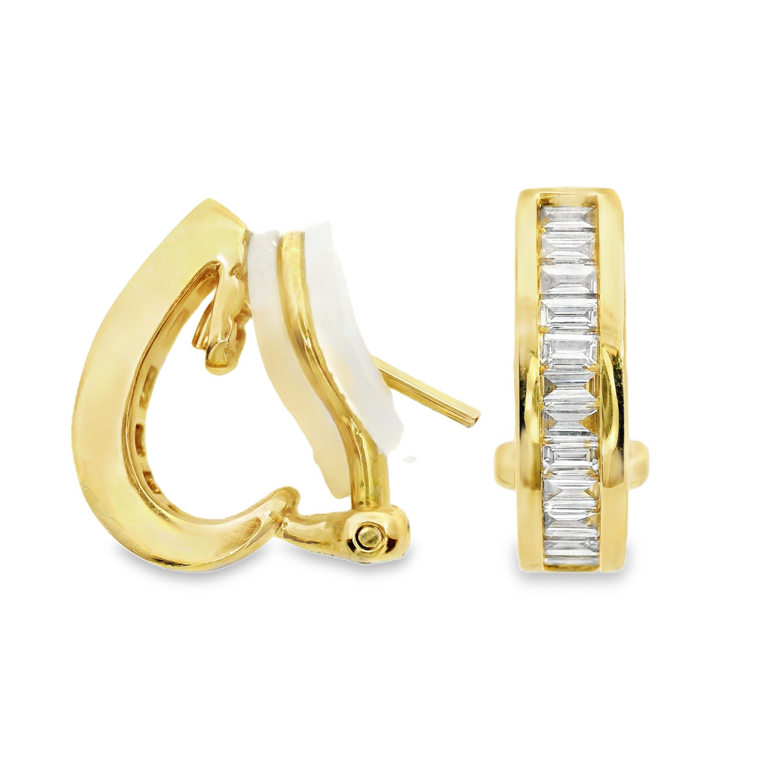 18kt Yellow Gold Baguette Diamond Hoop Earrings (.51ct)