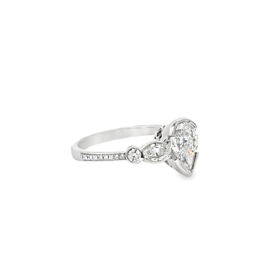 18kt White Gold Natural Pear Diamond Engagement Ring (1.62ct)