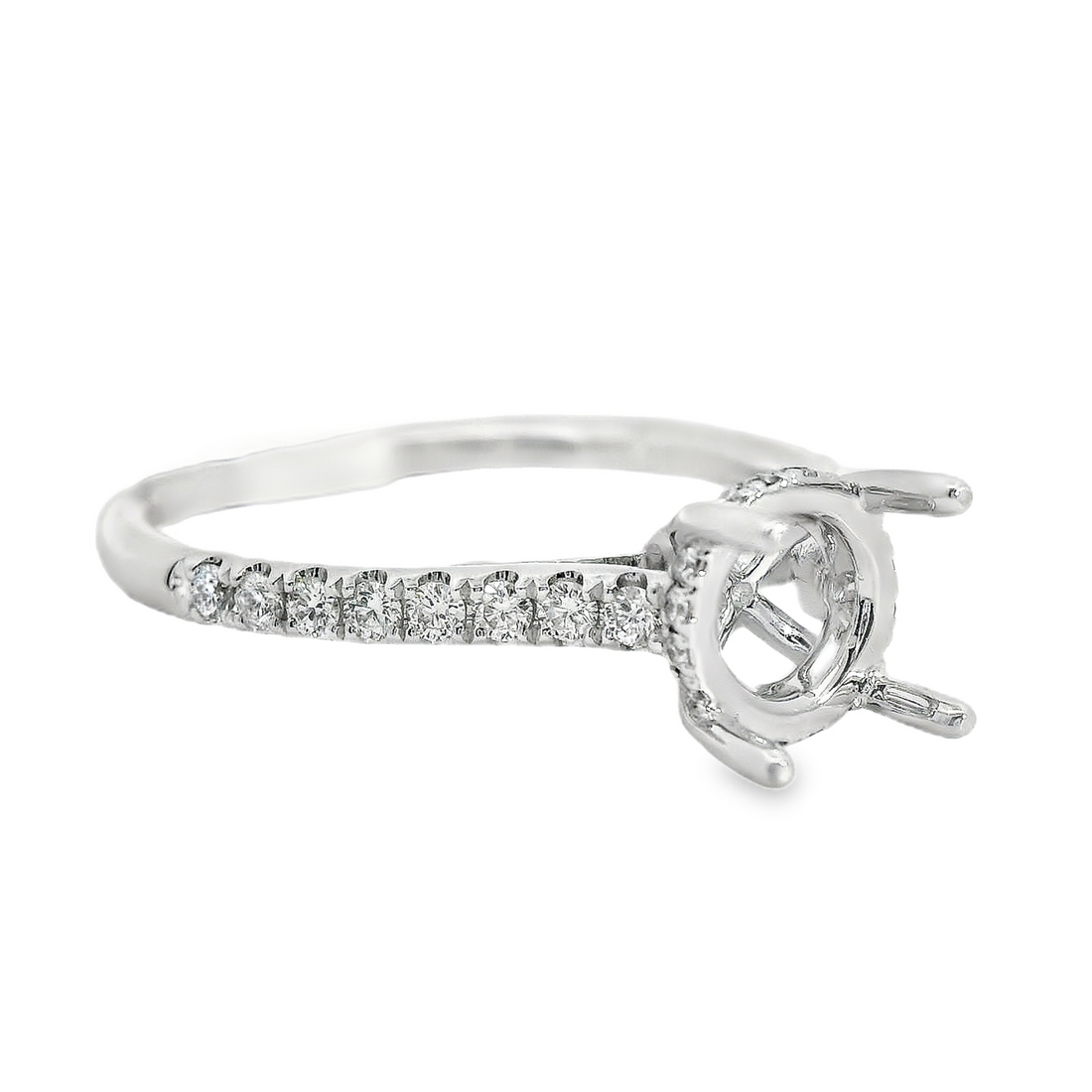 18kt White Gold Full-Cut Diamond Hidden Halo Semi-Mount Ring (.25ct)