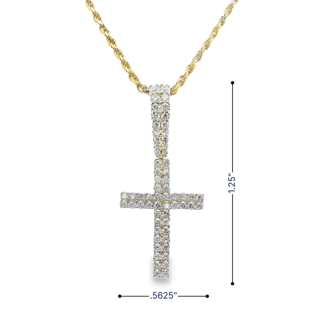 14kt Yellow Gold Lab-Grown Round Diamonds Cross Pendant (.56ct)