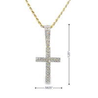 14kt Yellow Gold Lab-Grown Round Diamonds Cross Pendant (.56ct)