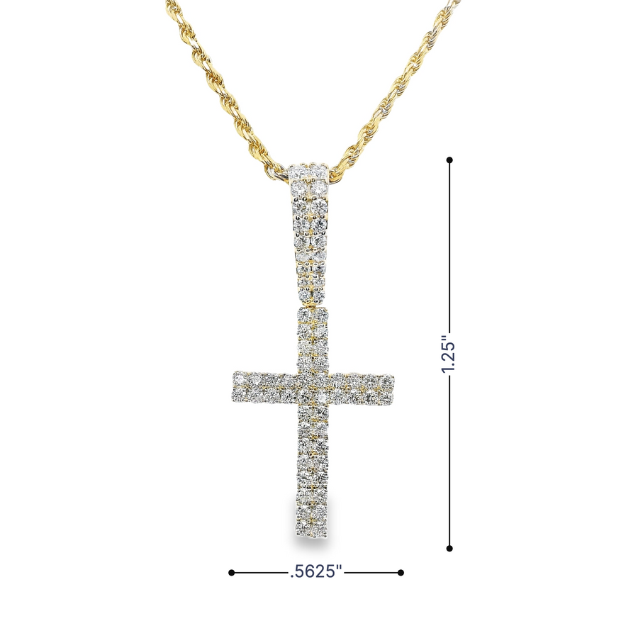 14kt Yellow Gold Lab-Grown Round Diamonds Cross Pendant (.56ct)