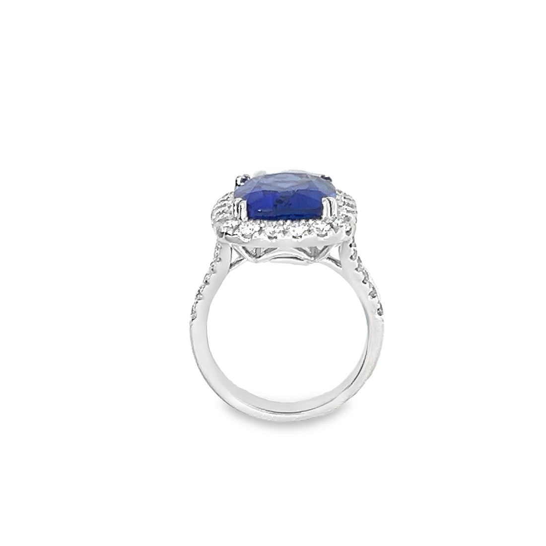 18kt White Gold Natural Diamond (1.19ct) and Tanzanite (6.83ct) Ring