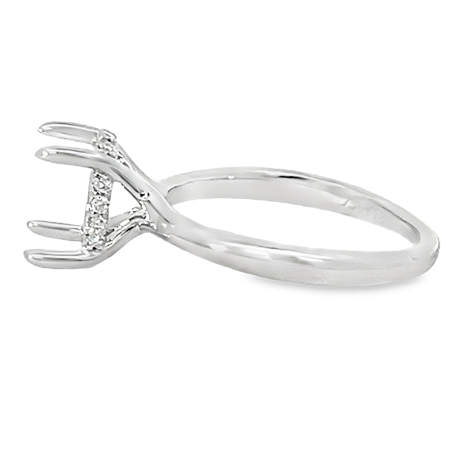 18kt White Gold Hidden Halo Natural Diamonds Semi-Mount Ring (0.09ct)