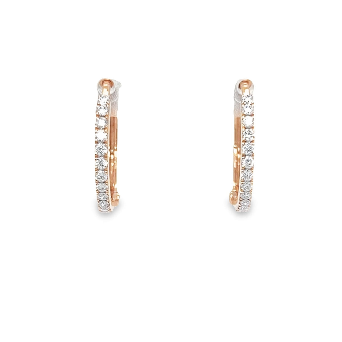 18K Rose Gold Medium Hoop Diamond Earrings (.36ct)