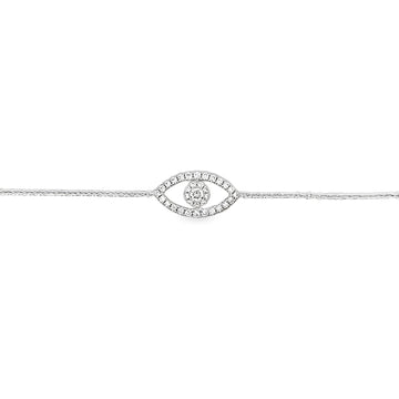 18kt White Gold Natural Diamond Evil Eye Bracelet (0.25ct)