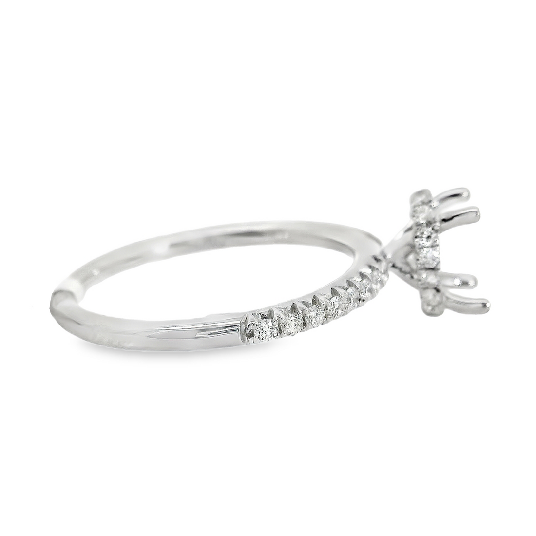 18kt White Gold Full-Cut Diamond Hidden Halo Semi-Mount Ring (.26ct)