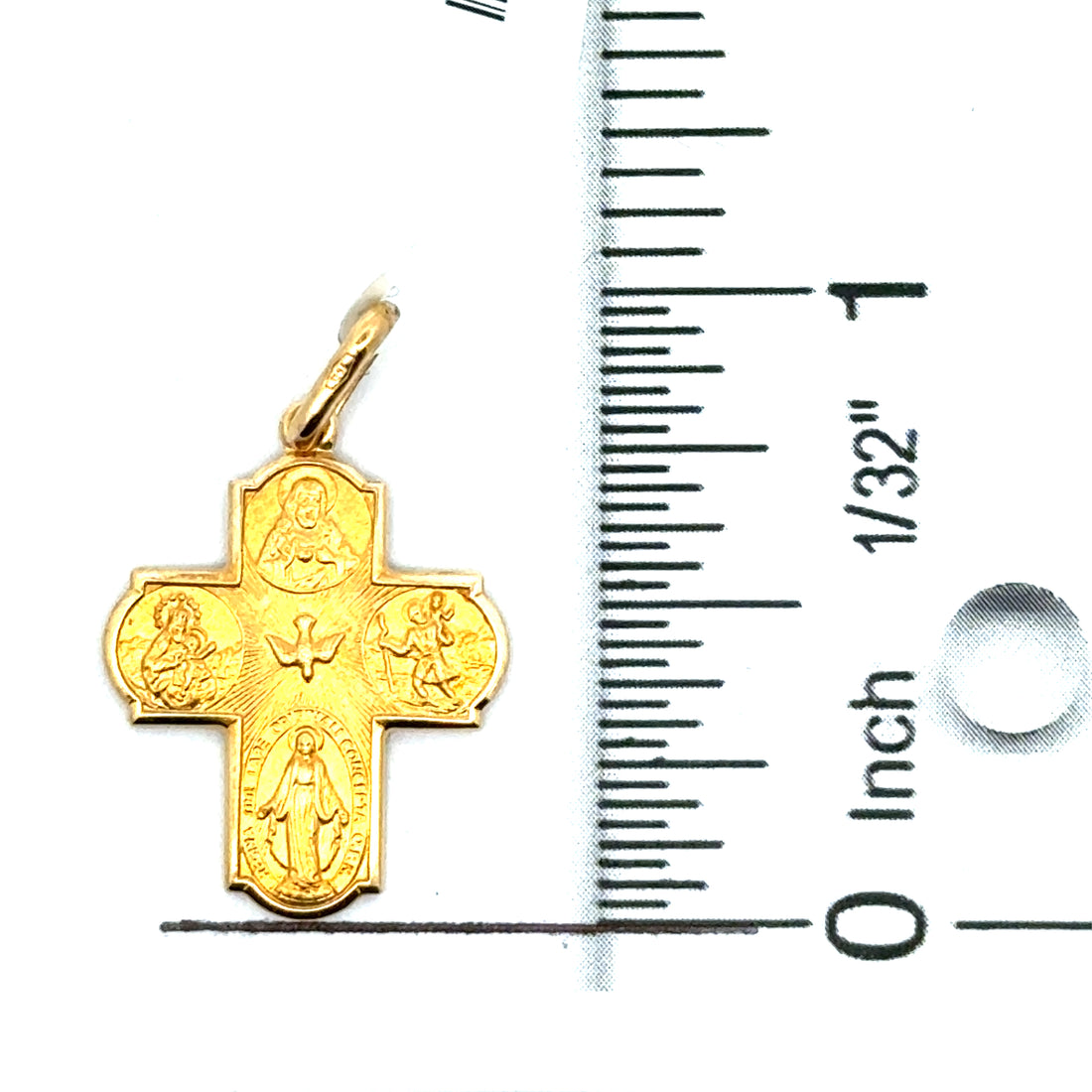 18kt Yellow Gold Italian Made Four Way Cross Pendant (2.3g)