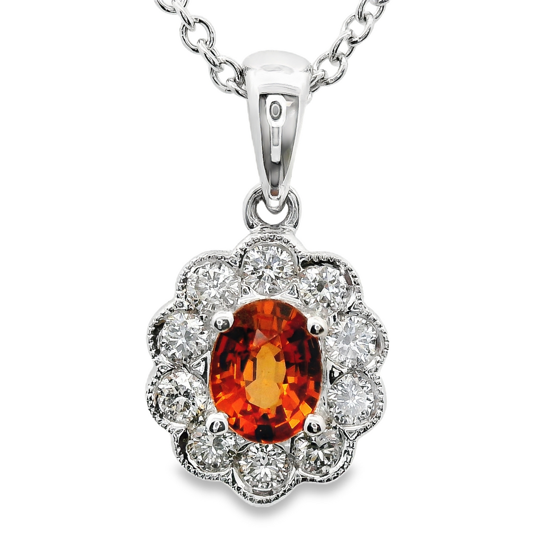 18kt White Gold Natural Sapphire And Natural Diamonds Pendant (0.56ct)