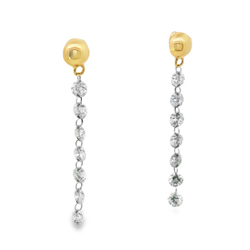 18kt Two-Tone Round Natural Diamonds Drop Earrings (.75ct)