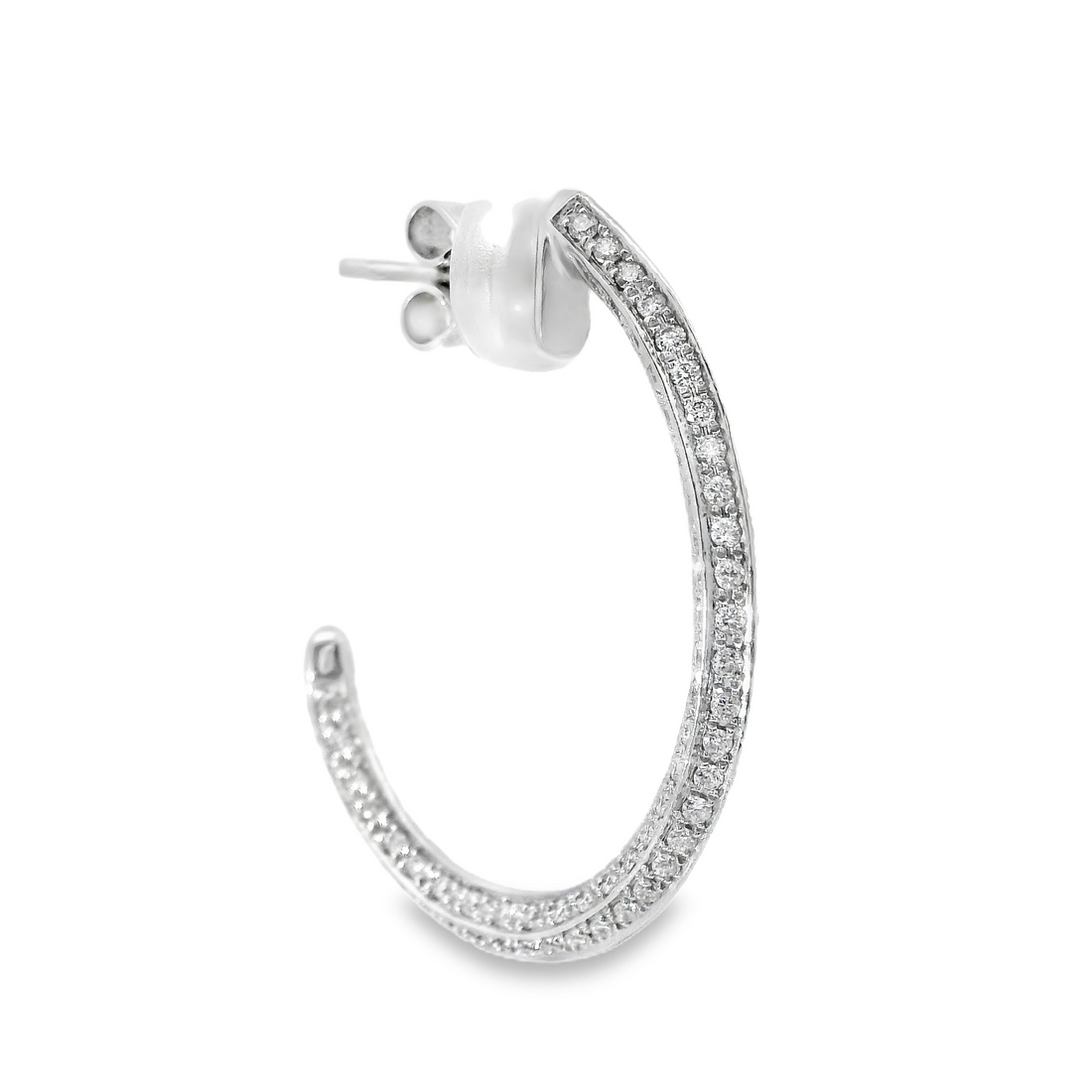 18kt White Gold Natural Diamonds Medium Hoop Earrings (1.42ct)