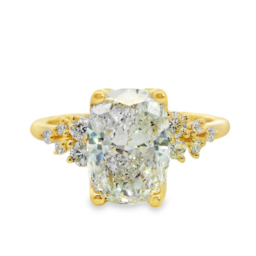 14kt Yellow Gold Lab-Grown Cushion and Natural Round Diamond Engagement Ring (2.74ct)