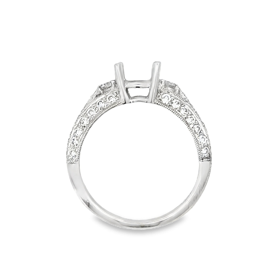 18kt White Gold Prong Set Natural Diamonds Semi-Mount Ring (0.55ct)